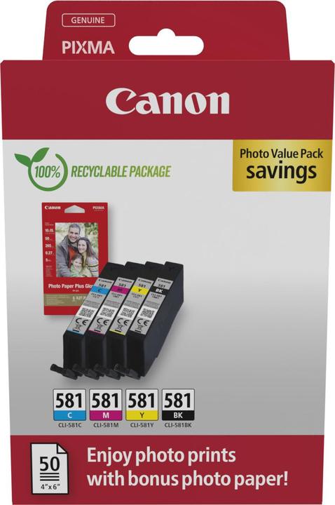 Canon CLI-581 Ink Cartridge BK/C/M/Y (M, C, Y, BK)
