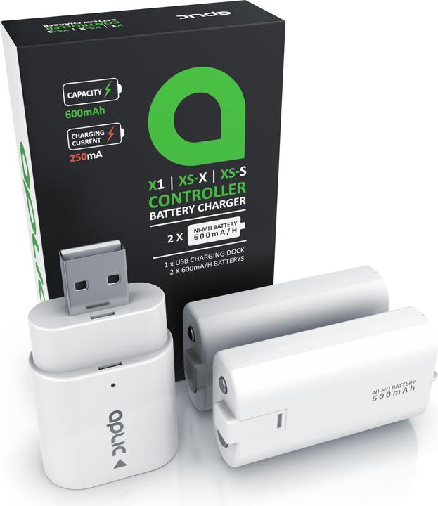 Produktbild Aplic Ladegerät für Xbox One Controller und Series Gamepad, Akku Ladestation, 2 x Akkus 600 mAh (Xbox One S, Xbox Series S)