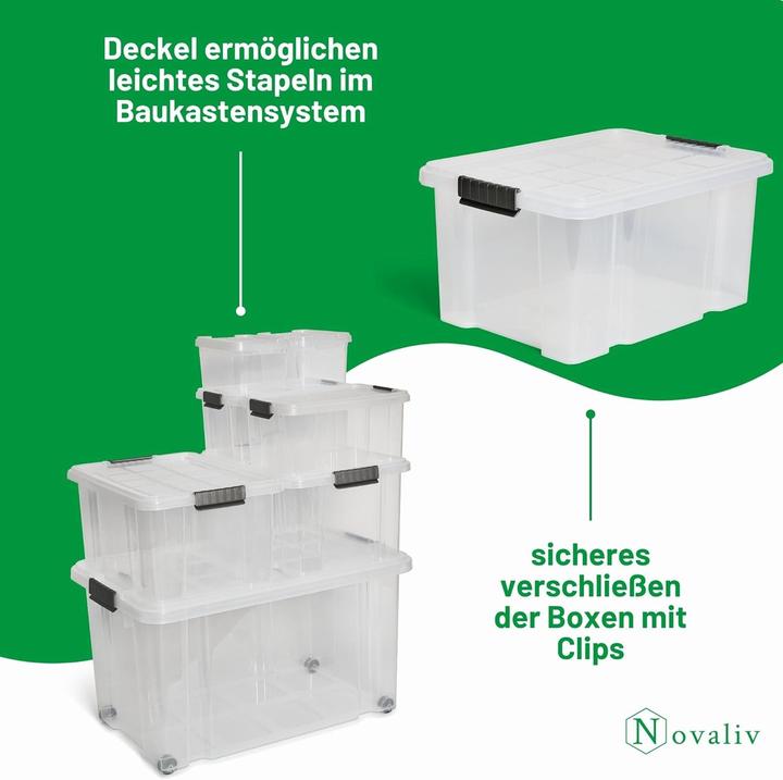 Produktbild Novaliv 2x Ersatzdeckel 27 Liter mit Clipverschluss 46,5x36,5 cm Transparent (27 l)