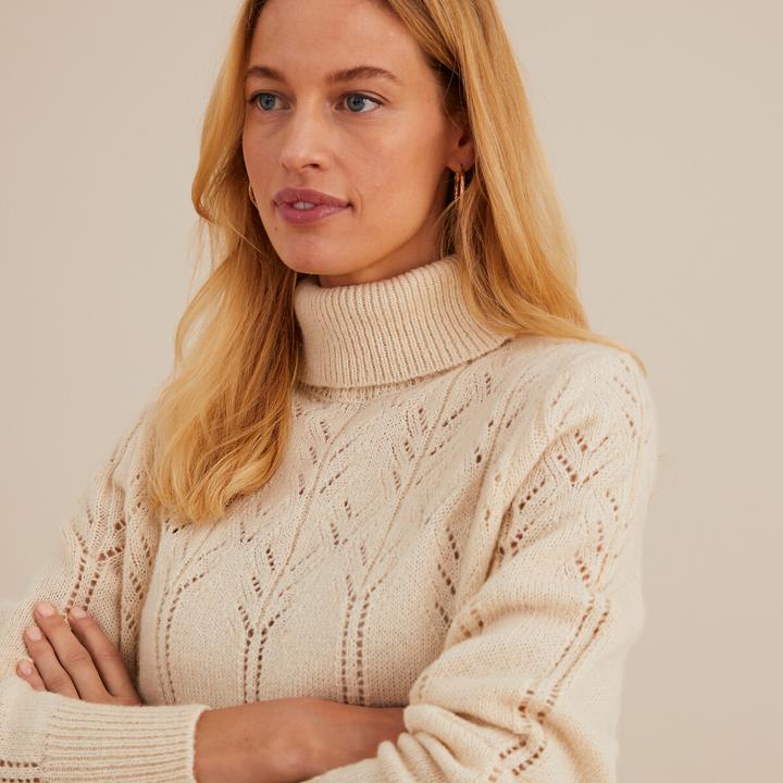 Actual product image Anne Weyburn Fine knit turtleneck jumper with ajour pattern (42)
