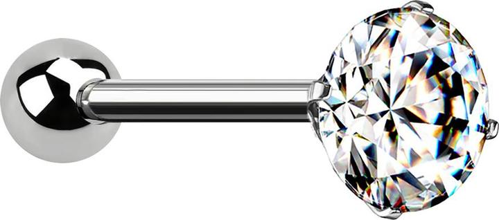 Produktbild Star Piercing Micro Threadless Barbell silber mit Kugel und Kristall silber gefasst (ohne Messing, Titan G23)
