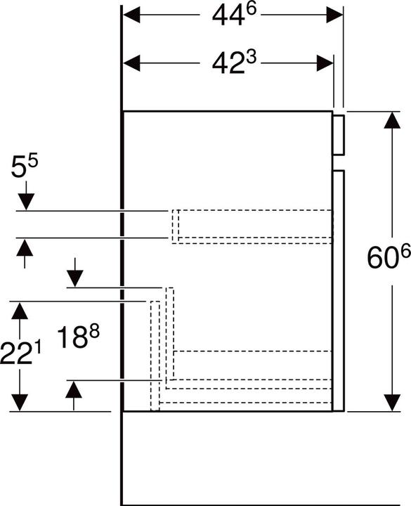 Produktbild Geberit Renova Plan Unterschrank für Waschtisch, mit 1 Schublade, 63,4x60,6x44,6cm, 501907 (63.5 x 44.5 x 60.5 cm)
