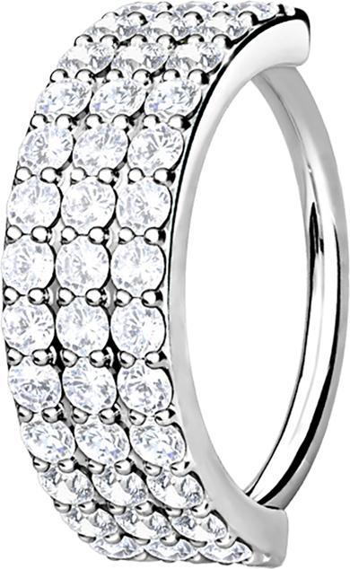Star Piercing Micro Piercing Ring silber drei linien mit Kristallen (Chirurgenstahl 316L, Messing)
