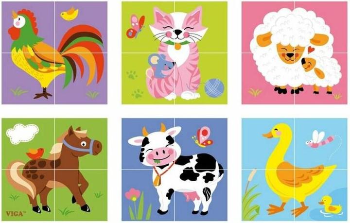 Actual product image Viga Toys Cube puzzle farm animals (4 pieces)