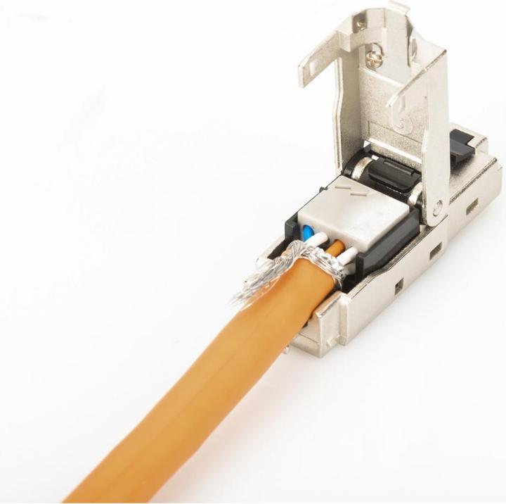 Actual product image Digitus Shielded RJ45 plug for field assembly AWG 22-27 10 GBit Ethernet PoE+ Dust cap Anti-kink protection (Network cable plug)
