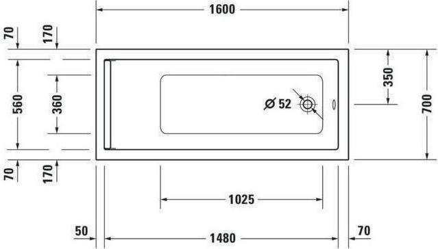 Produktbild Duravit Rechteck-Whirlwanne STARCK 135 l 160x70 we 1 RS Air-System (1 Pers.)