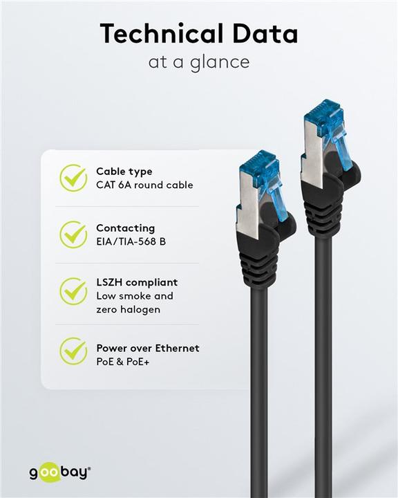 Actual product image Goobay Netzwerkkabel (S/FTP, CAT6a, 5 m)