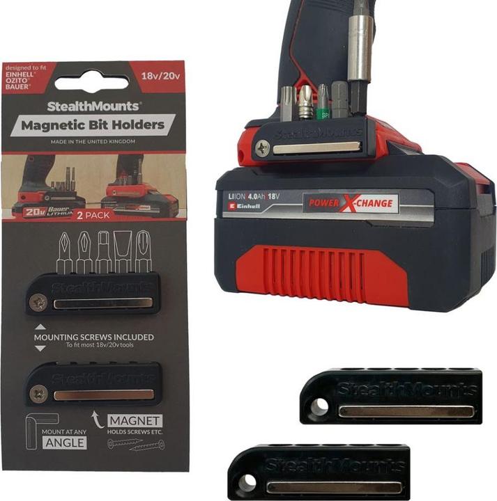 StealthMounts BH-EOB-BLK-2 Schwarzer Bithalter für Ozito/Einhell/Bauer (2er Set)