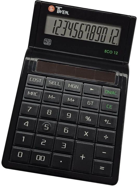 Actual product image Twen Eco 12 desk calculator, solar-powered, 12-digit display, EK, VK & margin calculation (Solar cells)