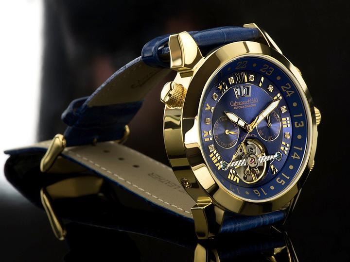 Immagine prodotto Calvaneo 1583 Astonia Diamond Gold Blue Automaticwatch (Orologio con pietra preziosa, 44 mm)
