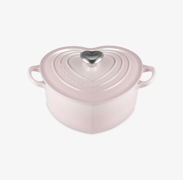 Image du produit Le Creuset Rôtissoire à coeur avec bouton de coeur Shell Pink (20 cm, Cocotte + faitout, Fonte)