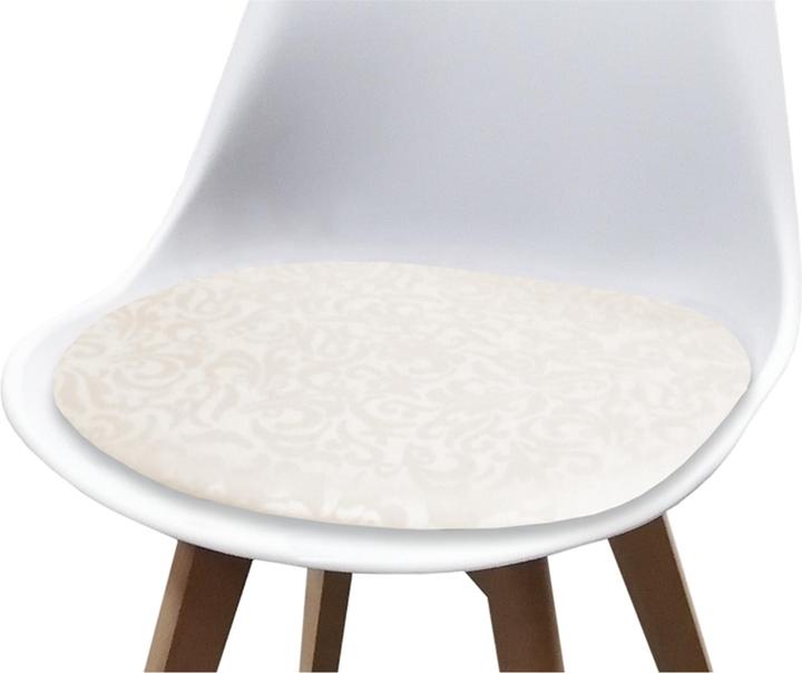 Produktbild HTI-Living Esszimmerstuhl 4er Set Weiss mit Kunstledersitz Atlanta Creme mit Ornament