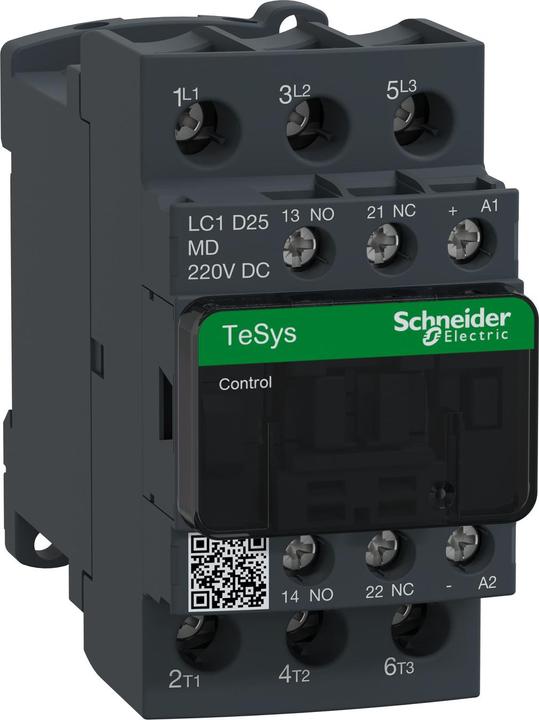 Produktbild Schneider Electric Schütz,3P,Spl,25A AC3 11KW 1NO1NC 220Vdc