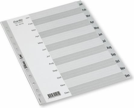 Actual product image Bantex Index Basic-line, jan-dec, plast, A4, grå