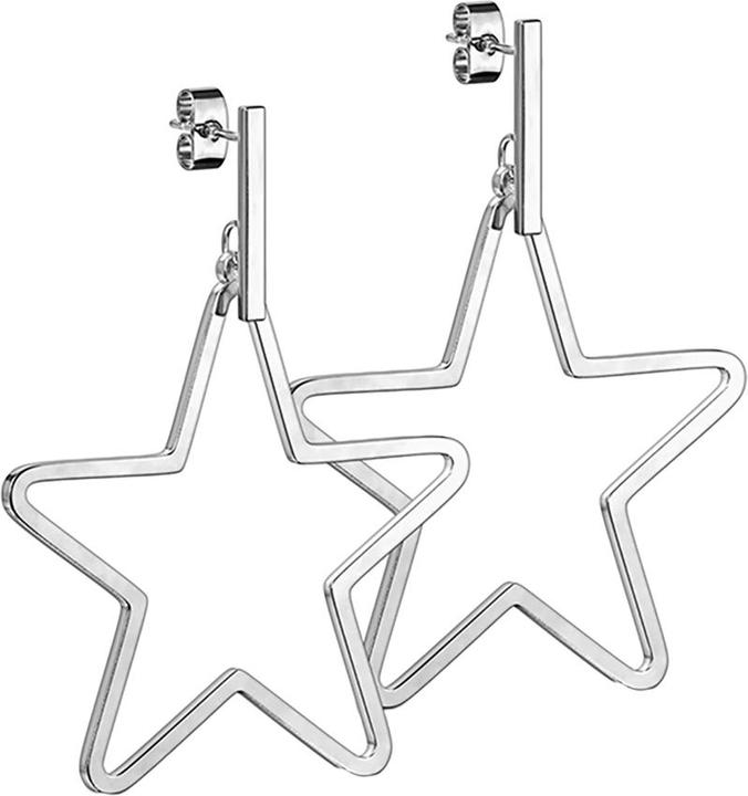 Star Piercing Ohrstecker silber Balken Anhänger Stern (ohne Messing, Chirurgenstahl 316L)
