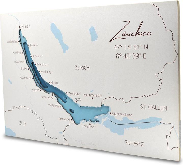 Produktbild Enjoy The Wood Zürichsee - Seekarte aus Holz (30 x 45 cm)