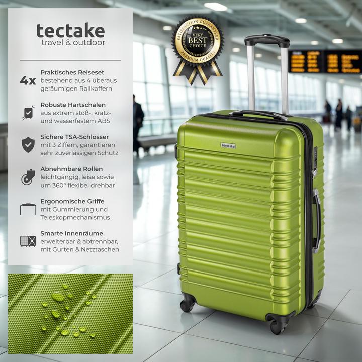 Immagine prodotto tectake Set di valigie rigide (106 l, Bagaglio a mano (fino a 50 litri), M (50 - 90l), L (90 - 115l))
