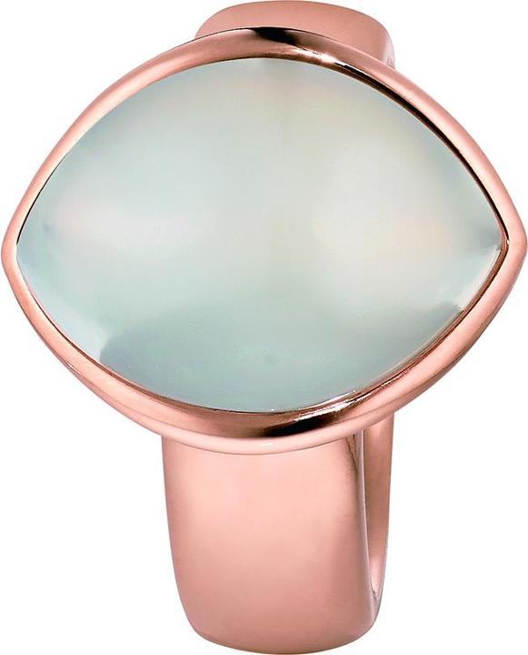 Xen Ring mit grossem weissen Navette- Chalzedon rosè vergoldet (54)