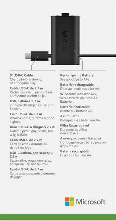 Produktbild Microsoft Xbox Play & Charge Kit (USB-C) (Xbox Series S, Xbox One S, Xbox One X, Xbox Series X)