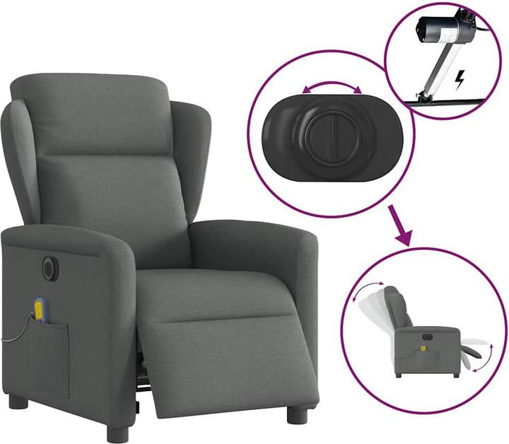 Immagine prodotto VidaXL Sedia da massaggio elettrica in tessuto grigio scuro