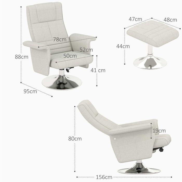 Produktbild Swisshandel24 Massagesessel mit Fusshocker, elektrischer Relaxsessel mit Liegefunktion Creme