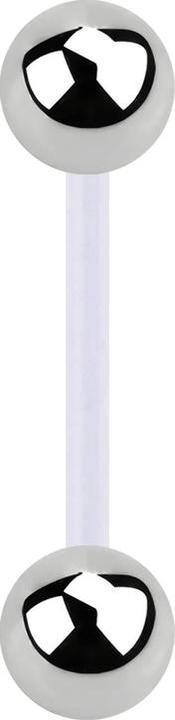 Immagine prodotto Star Piercing Micro banana trasparente con due sfere d'argento (senza ottone, Bioflex, Acciaio chirurgico 316L)
