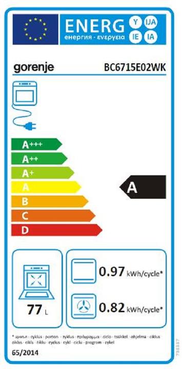 Label énergétique Gorenje BC 6715E02WK sans table de cuisson