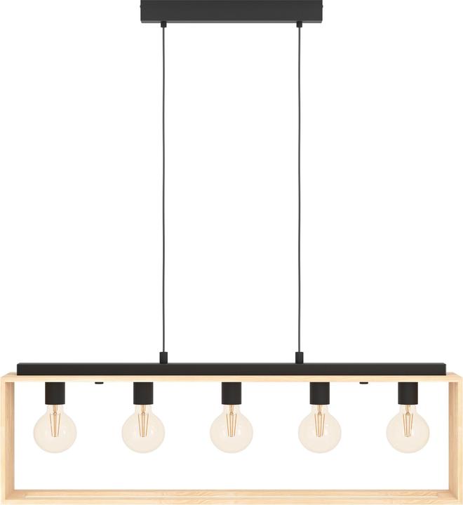 Actual product image EGLO Pendant lamp FAMBOROUGH 5x E27, Black/Nature (E27)