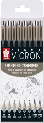 Produktbild Sakura Pigma Micron (Hellgrau, Grau, 8 x)