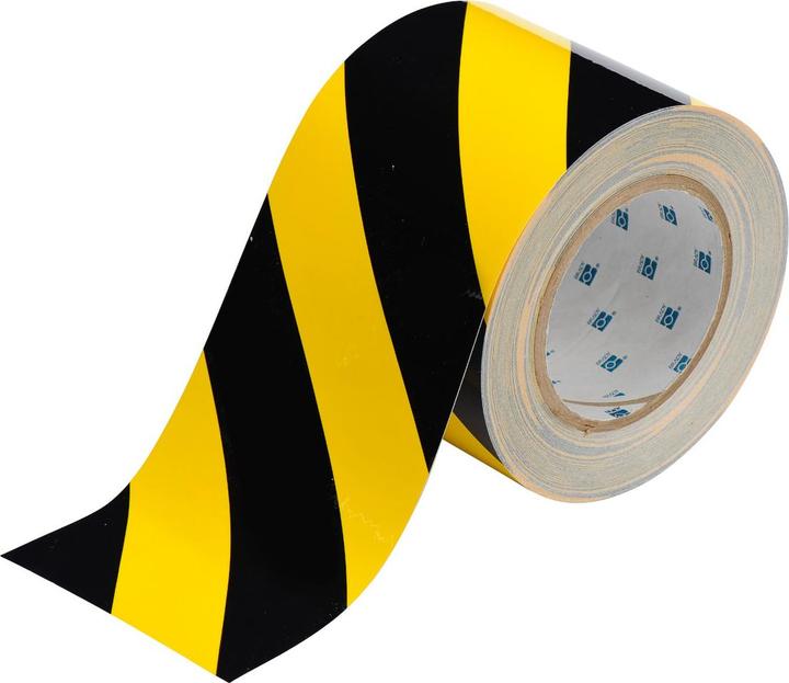 Produktbild Brady B-514, ToughStripe, Bodenmarkierbänder, Polyester, schwarz/gelb, 101,6mm x 30m (104377) (101.60 mm)