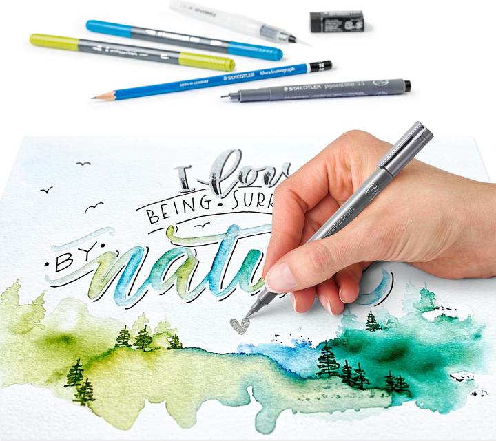 Actual product image Staedtler Design Journey Handlettering & Watercolor Set (Multicolor, 11 x)