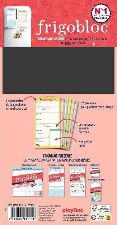 Image du produit Frigobloc : planning hebdo (de janvier à décembre 2025) (Français)