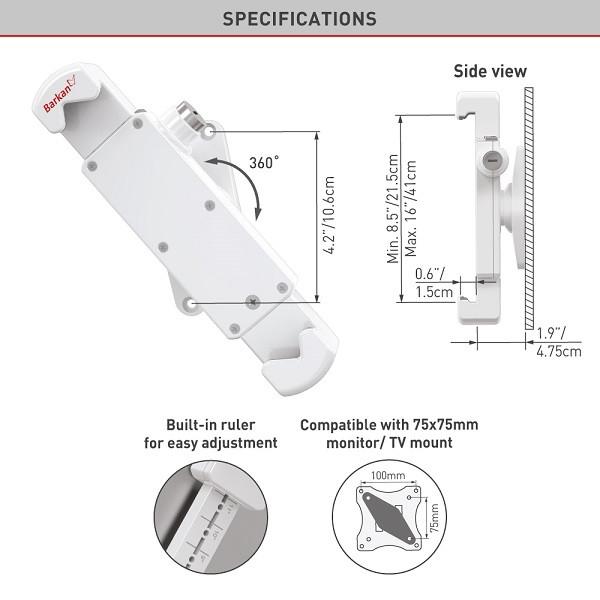 Produktbild Barkan Tablet Wandhalter 7-14", abschliessbar, weiss