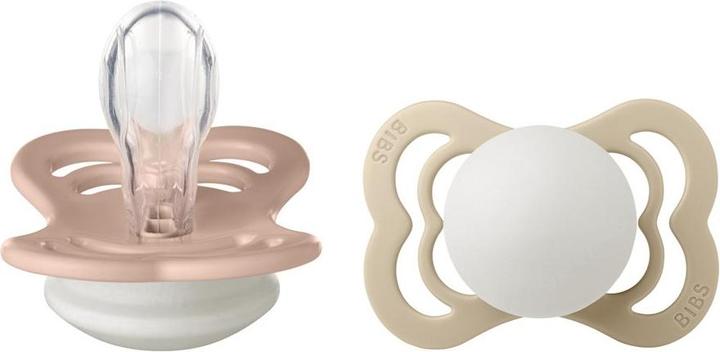 Actual product image Bibs Supreme silicone soother (pack of 2), Vanilla & Blush Night (size 1, 0-6M) (2 x, up to 6 M.)