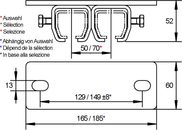Produktbild Helm Doppeldeckenbefestigungsmuffe 302 D, Loch ø 13 mm, Stahl verzinkt, gelb