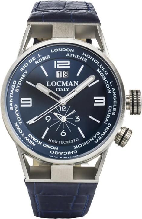 Locman Italy Herrenuhr Montecristo World Dual Time blau 44 mm Ref. 0508A02S (Analoguhr, 44 mm)