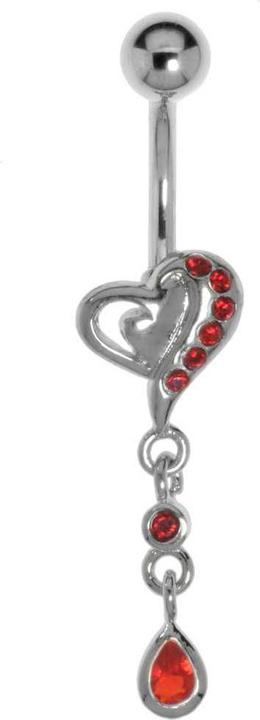 Bijouteria Bauchpiercing (Messing rhodiniert, Chirurgenstahl 316L, Kristall)