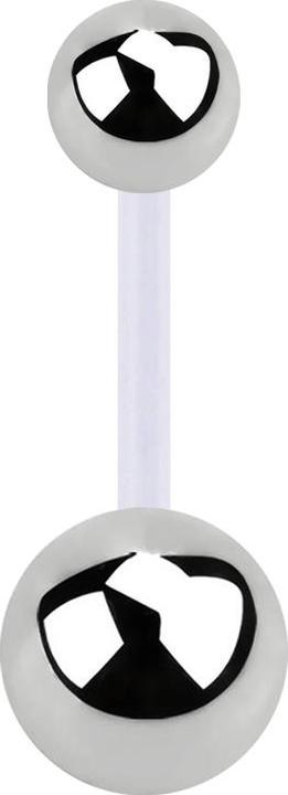 Immagine prodotto Star Piercing Banana trasparente con due palline d'argento (senza ottone, Bioflex, Acciaio chirurgico 316L)