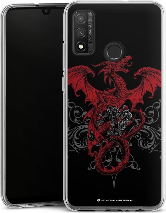 Produktbild DeinDesign Silikon Hülle für Huawei P Smart (2020) Handyhülle Case Smartphone Schutzhülle Drache Gothic Rot (Huawei P Smart (2020))