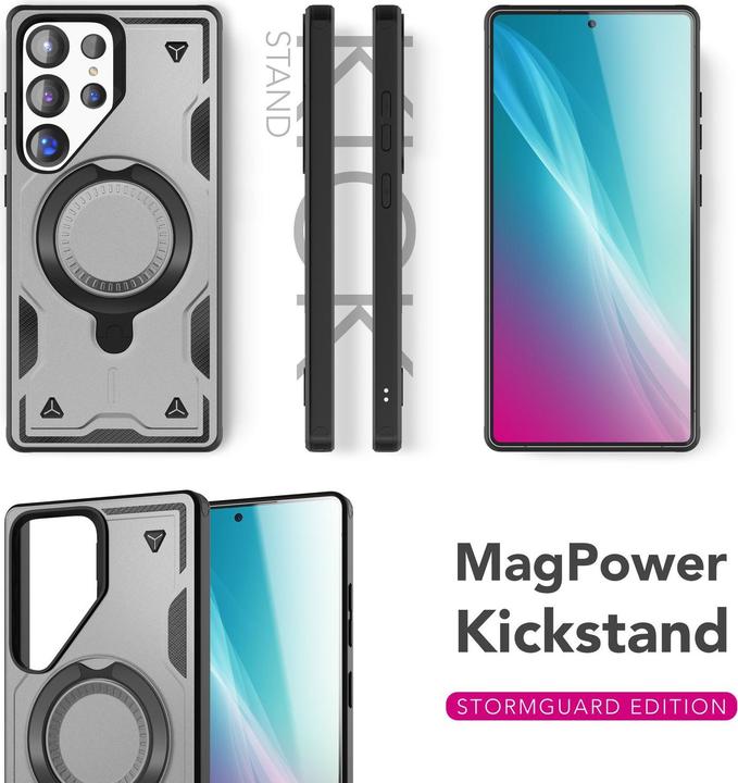 Produktbild Nalia Stormguard - Stossfeste Armor Ring Hülle für MagSafe - Military Kickstand Hardcase (Samsung Galaxy S25 Ultra)