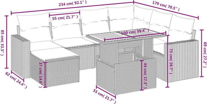 Produktbild VidaXL Gartenmöbel Sofa Garnitur Gartengarnitur Garten Sitzgruppe 8-tlg. Beige