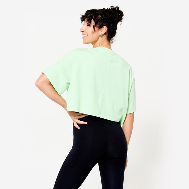 Image du produit Domyos T-shirt crop top femme, vert clair (L)