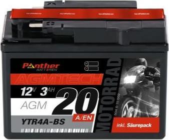 Produktbild Panther Batterien Motorradbatterie AGM YTR4A-BS 12V 2.3Ah (2.30 Ah)