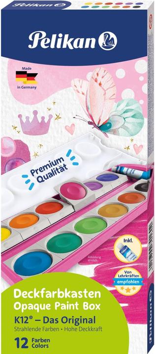 Produktbild Pelikan Deckfarbe, -farbkasten Farbkasten K12® Pink/Glitzer inkl. Deckweiss, 12 Farben (Mehrfarbig)