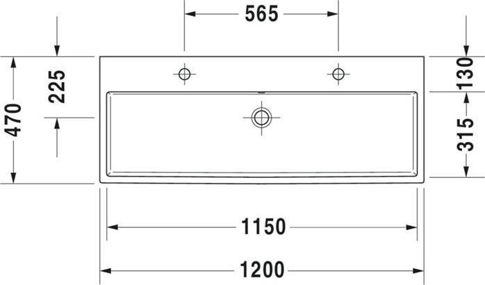 Produktbild Duravit Waschtisch VERO AIR m HLB 2 HL 1200x470mm ohne Überlauf weiss (470 mm, 1200 mm)