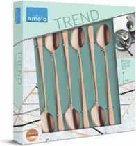 Actual product image Amefa Long drink / latte macchiato spoon set 6 pieces PVD copper 1410 Austin (6 Piece, Pitchfork)
