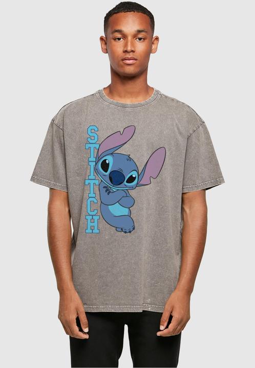 Actual product image Absolute Cult Lilo And Stitch - Posing Acid Washed Oversized Tee - 114079 (L)