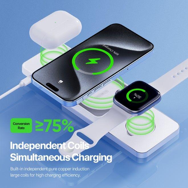 Image du produit Dux Ducis DUZZONA - W19 Chargeur sans fil 3 en 1 Slide - Blanc (15 W)