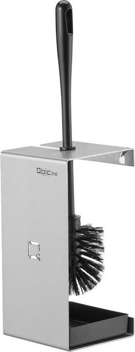 Produktbild Valera Qbic-line Toilettenbürstenhalter Edelstahl 2 offene Seiten schwarze Nylonbürste, 3 Punktbefestigung