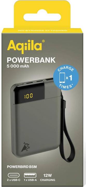 Immagine prodotto Aqiila Powerbird B5B - Powerbank 5000 mAh, 12W - Muschio (5000 mAh, 12 W, 18.50 Wh)